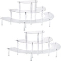 2PACKS Acrylic Display Risers, 3 Tier Clear Cupcake Stand Risers, Perfume Stand Organizer, Half Moon Dessert Stand, HENABLE Shelf Risers for Display Stands for Food, Amiibo Funko POP Figure (2half moon)