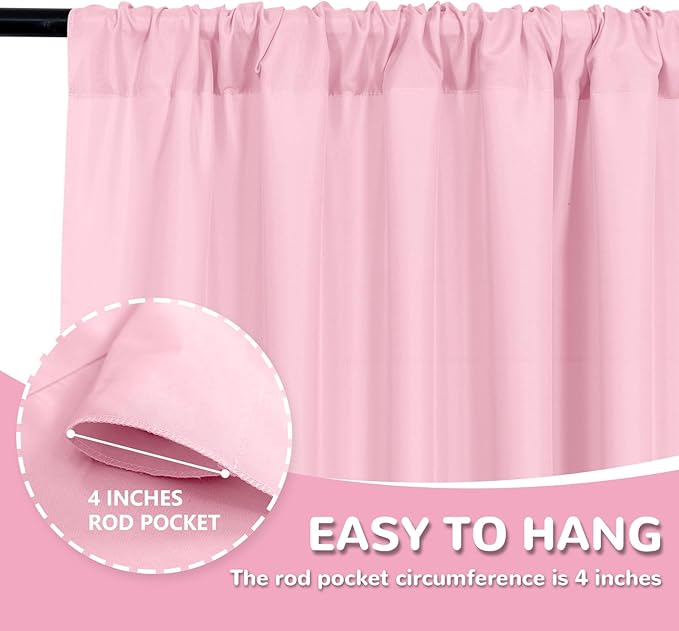 MEETSKY Pink Backdrop Curtain for Parties Baby Shower Pink Photo Curtains with Rod Pockets Backdrop Drapes Privacy Fabric Decoration for Wedding Birthday Gril Party Home Decor, 5ft x 8ft, 2 Panels