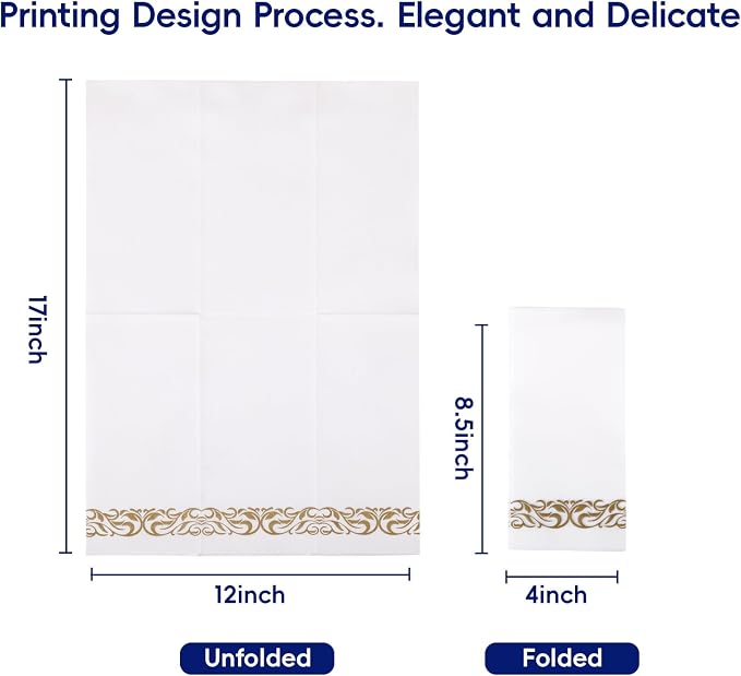 Disposable Napkins 200 Count Gold Airlaid Paper Guest Towels