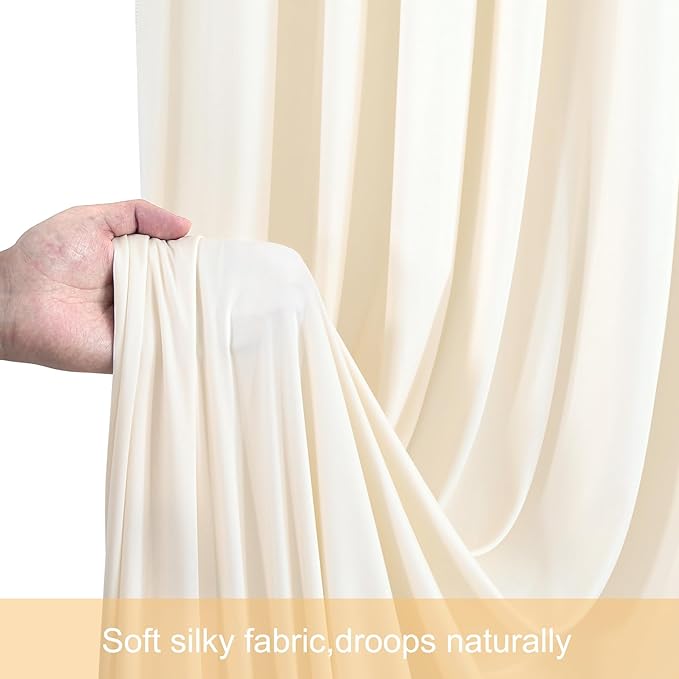 Champagne Backdrop Curtain Set, 5x12 ft, 10 Panels, Wrinkle Free Fabric