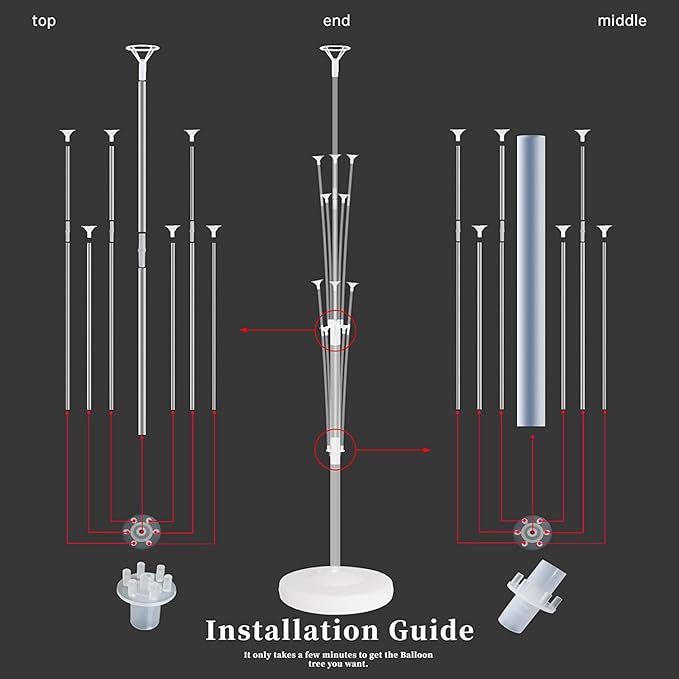 Balloon Stand Kit with 28 Balloons, 2 Bases and Transparent Columns
