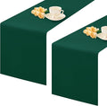 2 Pack Green Small Short Table Runner 12 x 48 Inch Solid Color Runners Coffee Table Dresser for Daily Party Home Decoration