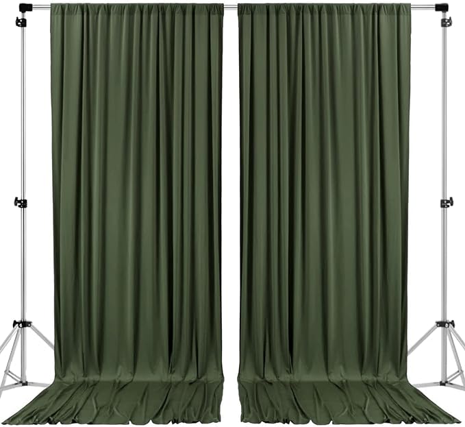 AK TRADING CO. 10 feet x 10 feet Olive IFR Polyester Backdrop Drapes Curtains Panels with Rod Pockets - Wedding Ceremony Party Home Window Decorations