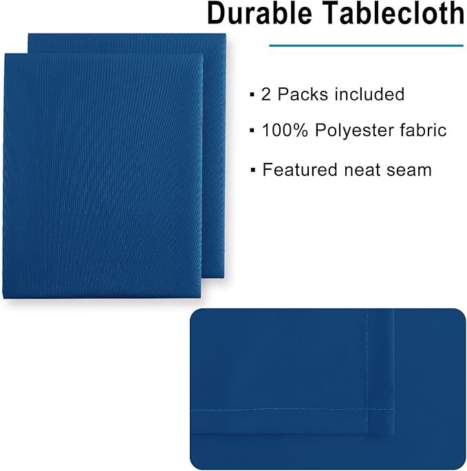 Hiasan 2 Pieces Royal Blue Tablecloth Square - Waterproof and Washable Fabric Table Cloth for Card Tables, 40 x 40 Inch