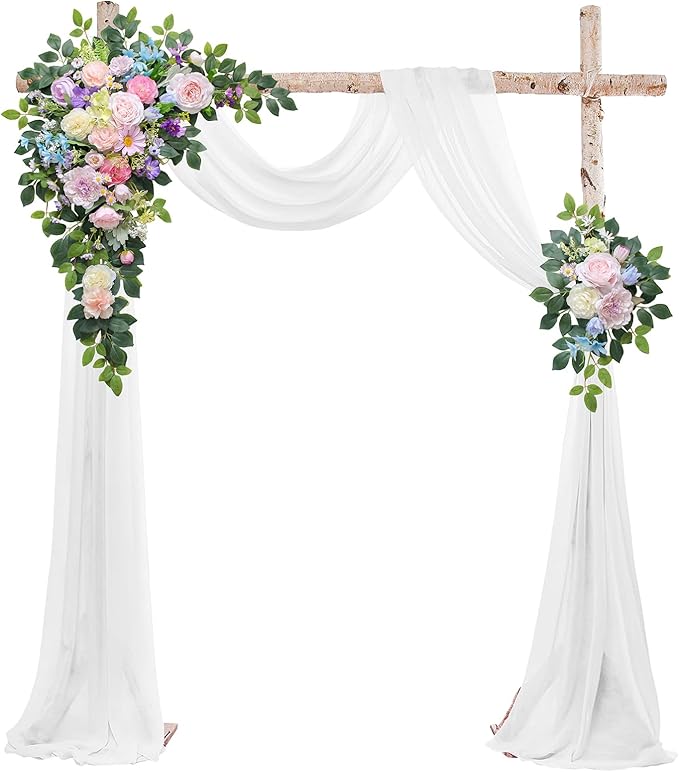 Artificial Flowers Wedding Arch Kit, Foam and Silk Blooms, 20 Plastic Stems