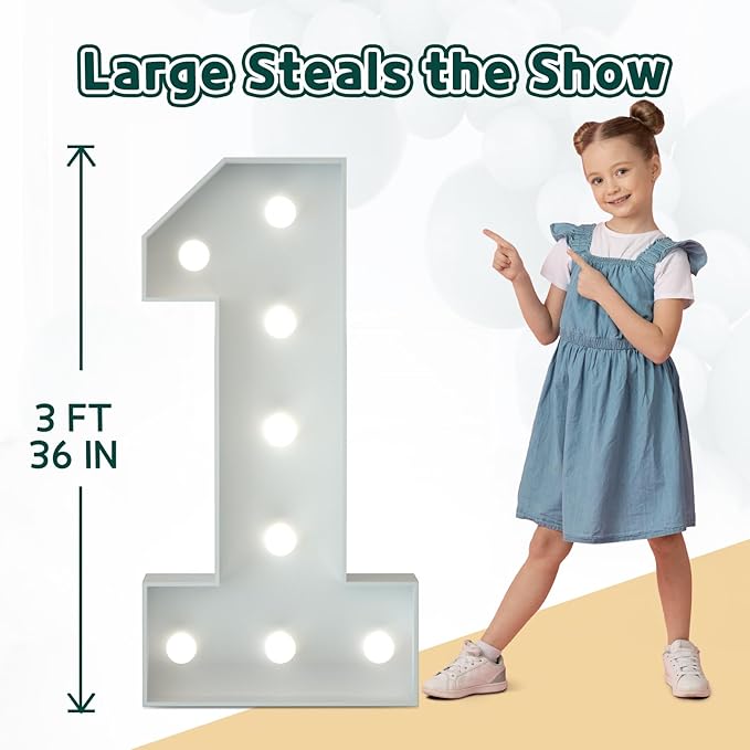 Marquee Numbers 3 Feet Tall Big Light Up Numbers 15th Happy Birthday Decorations Girl Boy White Anniversary Party Decor Large Cardboard Prop Backdrop Sign 15