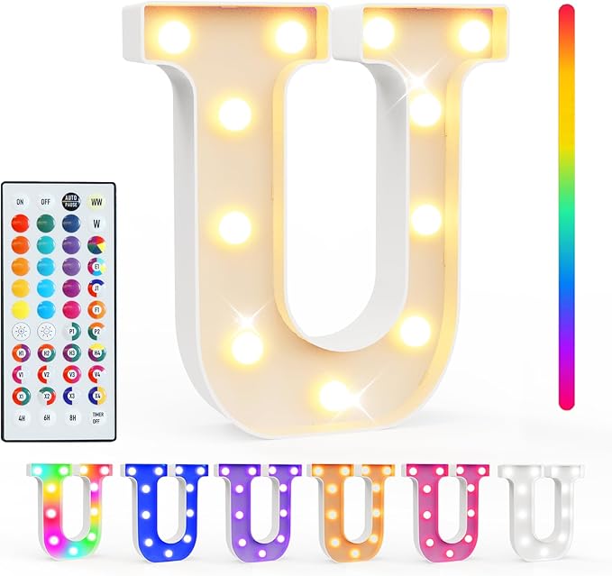 LED Light Up Letter Decorations with Remote, 9 Lighting Modes and 35 Colors