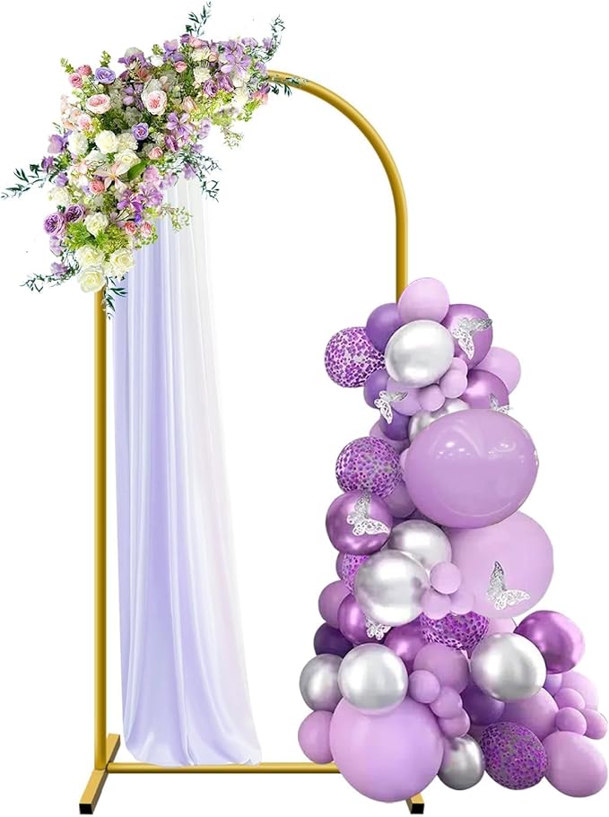 Background Support Equipment: 6 ft Gold Metal Arch Stand with Ground Nails