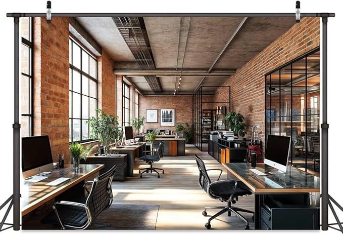 8X6ft Office Video Photo Backdrop Photography Background for Recording Conference, Zoom Home Podcast Backdrops Photo Booth Prop Decorations Wall Decor Tablecloth