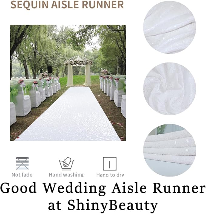 White Aisle Runner Rug, 4 x 15 ft Rectangular for Weddings and Events