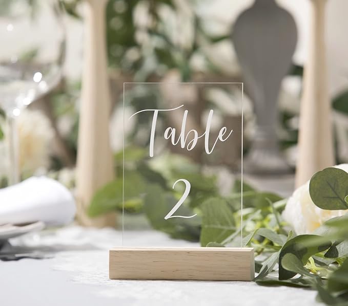 UNIQOOO 20 Pack Modern Sign Holders for Acrylic | Wood Table Number Display Stands | Place Card Holder, Photo Stand, Perfect for Retail Shop, Cafe Bar, Wedding Dinner Party and Events Decoration