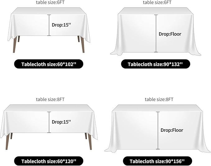 Ascoza 2pack 60x102 Inch Willow Rectangular Tablecloth 6 Feet Table Cloth in Polyester Fabric for Wedding/Banquet/Restaurant/Parties