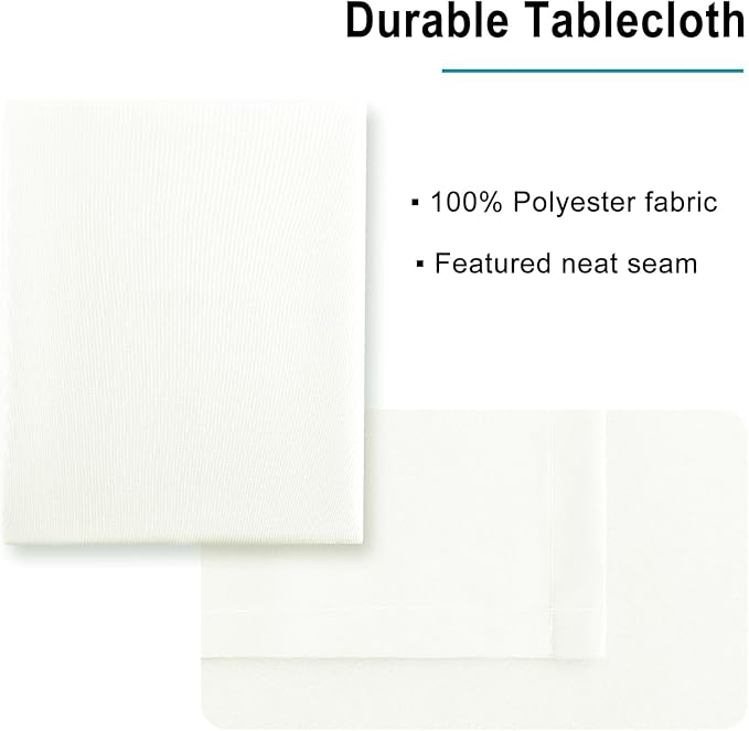 Hiasan Ivory Tablecloth for Rectangle Tables - Waterproof and Spillproof Washable Fabric Table Cloth for Dining Room Kitchen Party, 60 x 84 Inch