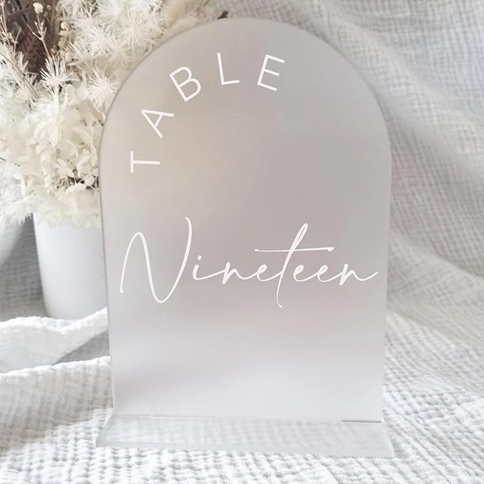 Place Cards: Frosted Acrylic Arch Table Numbers 1-25, 5x7 Inch