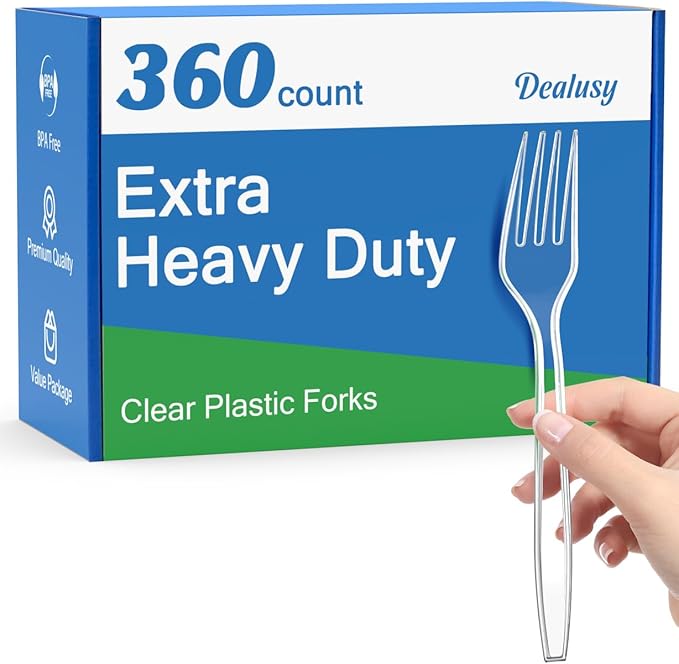 Forks: 360 Count Sturdy Clear Plastic, Edge-Thickened Design