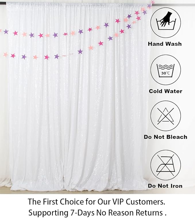 ShinyBeauty 4FTx7FT White Sequin Backdrop,Elegant Wedding & Party Decor,Sparkly Photo Background, Seamless Sequin Curtain | Perfect for Events