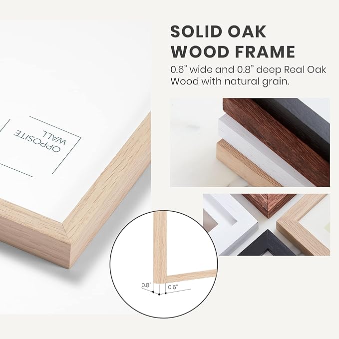 Opposite Wall - 16x20 in - Natural Solid Oak Wood Picture Frame - Lightweight, Versatile & Shatterproof - Wall Hanging Poster or Photo Frame - Wall Decor for Office, Gallery & Home