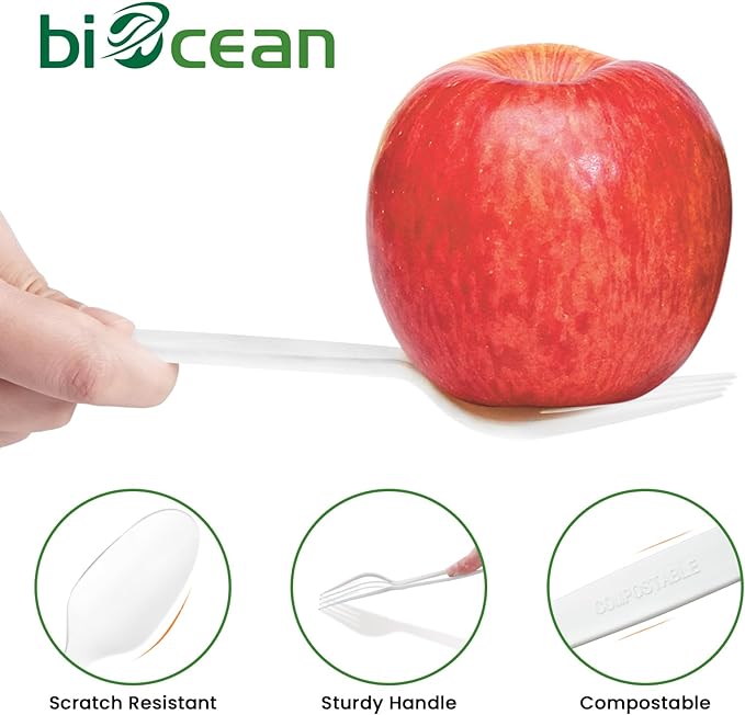 Forks, 190 Count Compostable PLA Heavy Duty in Ivory White