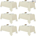 Fitable Ivory Tablecloths for 6-8 Foot Tables, 6 Pack - 70 x 120 Inches - Reusable and Washable Table Clothes, Polyester Fabric Table Covers for Wedding, Party, Banquet