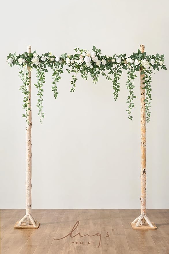 Artificial Flower Garland for Wedding Arch, Silk, 6.5 Ft, White Sage Green