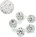 100pcs Adabele Grade A Suncatcher Crystal Rhinestone Pave Loose Beads 10mm Clear White Polymer Clay Disco Ball Spacers Compatible with Shamballa All Craft Jewelry Making DB10-1