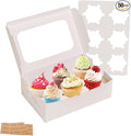 Yeplan 50 Packs Cupcake Boxes,9.4x6.1x3.14 Inches 6 Count Cupcake Box,White Cupcake Containers with Clear Window and Six Treat Holder,Pastry and Cookie Boxes,Bakery Boxes