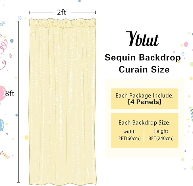 Turquoise Sequin Backdrop Curtain 4 Pieces 2FTx8FT Glitter Photography Backdrop for Party Wedding Birthday Christmas Decorations