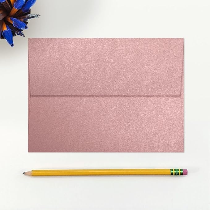LUXPaper A7 Invitation Envelopes | Peel & Press | 5 1/4" x 7 1/4" | Misty Rose Metallic - Sirio Pearl | 84lb. Text | 500 Qty