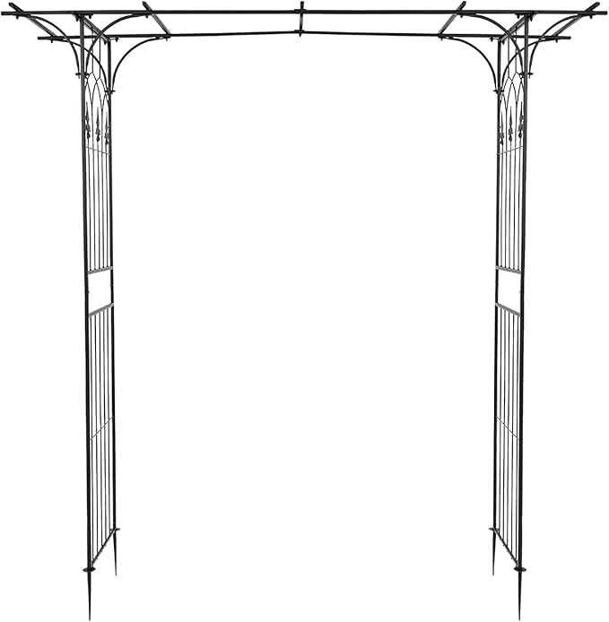 Garden Arbor Arch, Black Iron, 28 x 75 Inch Outdoor Archway