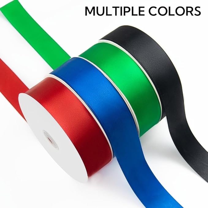 1-1/2 Inch 100 Yards Satin Ribbon Black, Solid Color Fabric Ribbon for Gift Wrapping, Wedding, Polyester Gift Ribbon for Birthday Party Decoration, Craft, Hair, Floral, Sewing