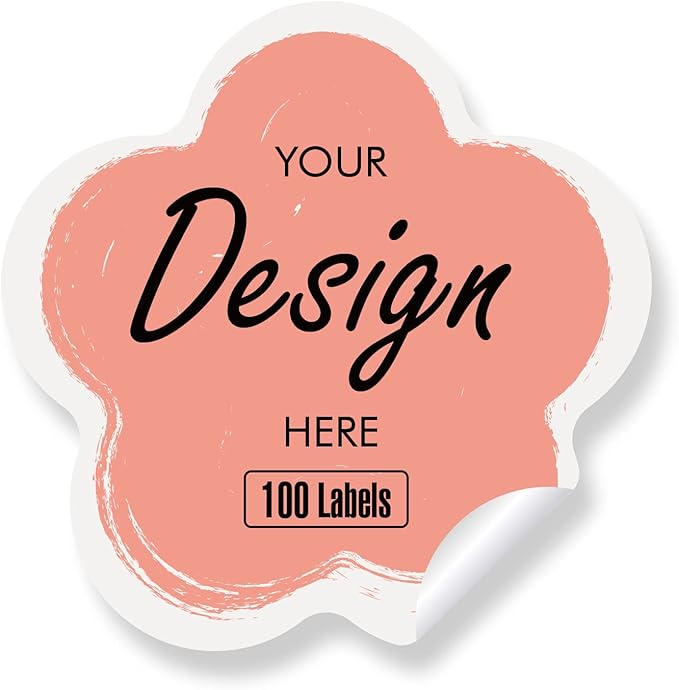 Custom Stickers Personalized Labels - Customized Stickers with Any Design Image Logo Text,Custom Thank You Label Stickers,Custom Stickers for Business Logo,100 Labels (Flower,4"x4")