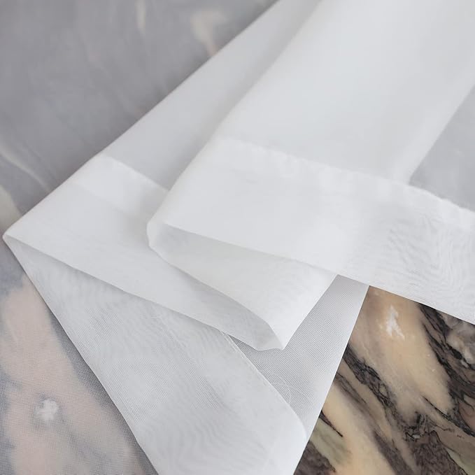 Window White Sheer Curtains 48 x 72 Inches - 2 Panels Clear Basic Rod Pocket for Home, Living Room, Bedroom, Kids Room