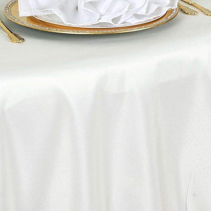 Efavormart Round Tablecloth, 90 Inch Stain & Wrinkle Resistant Washable Table Cloth, Decorative Polyester Fabric Table Cover for Banquet, Wedding, Dining- Ivory