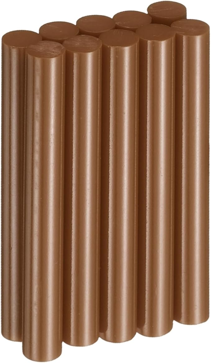HARFINGTON 10pcs Hot Glue Sticks 0.43" Dia x 3.94" Long EVA Mini Hot Melt Adhesive Glue Stick for Hot Melt Gun Wood Plastic Glass Flowers Fabrics Foam, Brown