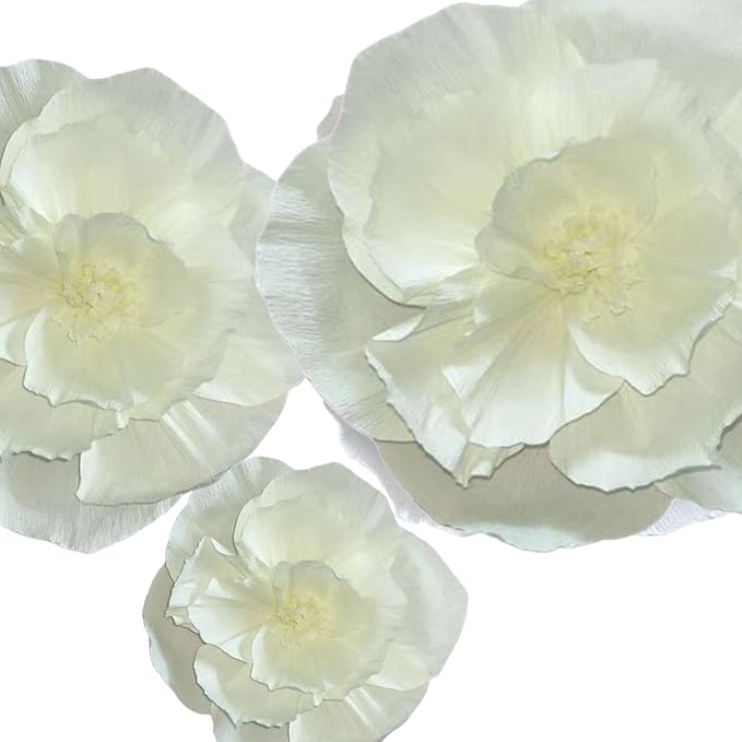BRT Bearingshui Crepe Paper Flowers Decoration for Wall Total 9 Pcs, Artificial Flowers for Wedding Decor,Flower Backdrop Decor, Baby Bridal Shower Birthday Party, Beige 3D Wall Flowers Decor