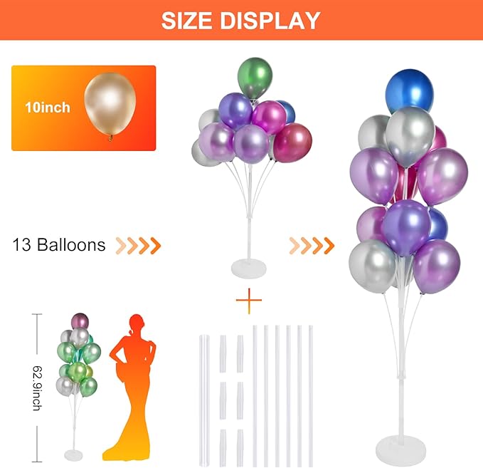 Balloon Arch Stand Kit, 4 Sets, 62 Inch Transparent PVC Poles