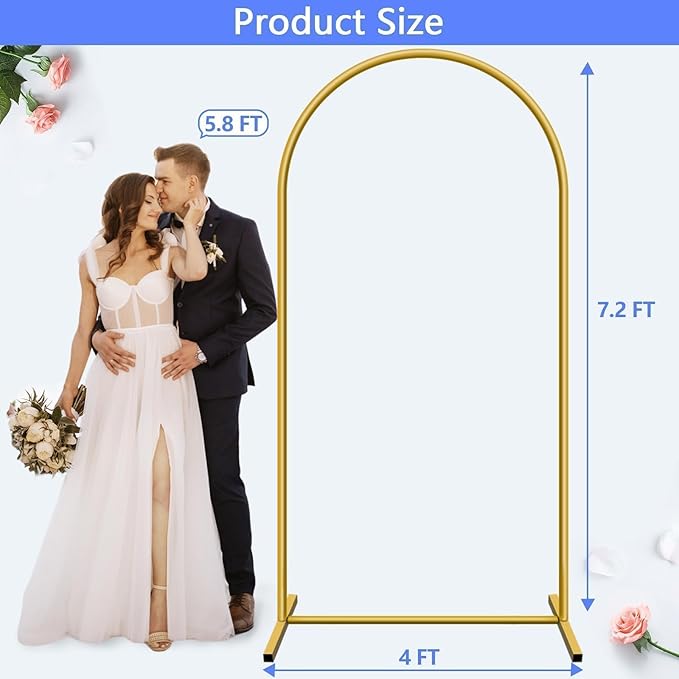Background Support Equipment - Gold Metal Arch Stand, 7.2 ft Height