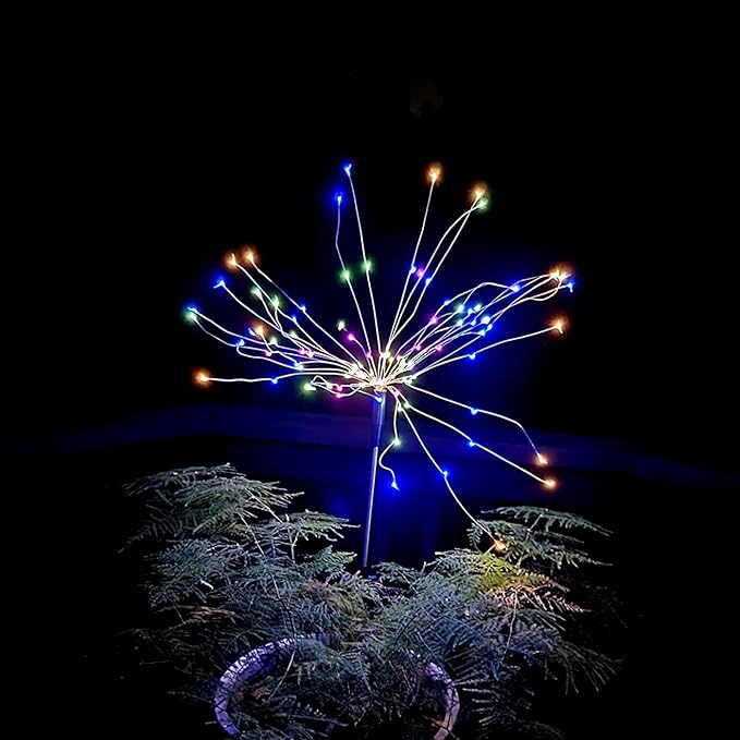 Solar String Lights 4 Pack with 120 LED Multicolor Waterproof Stakes