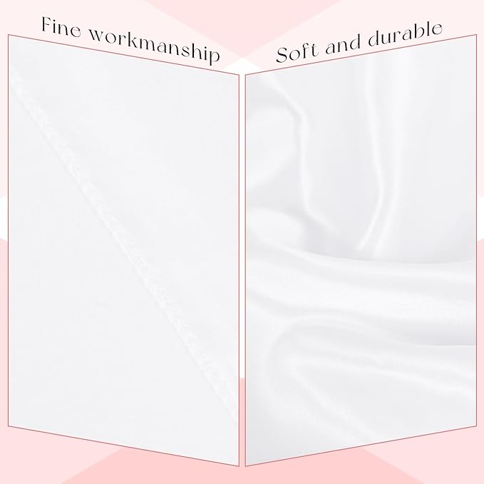 10 Packs Satin Tablecloth 57 x 108 Inch White Rectangular Table Cloth Silk Tablecloth Smooth Fabric Overlay Satin Table Cover Decoration for Wedding Party Banquet Events