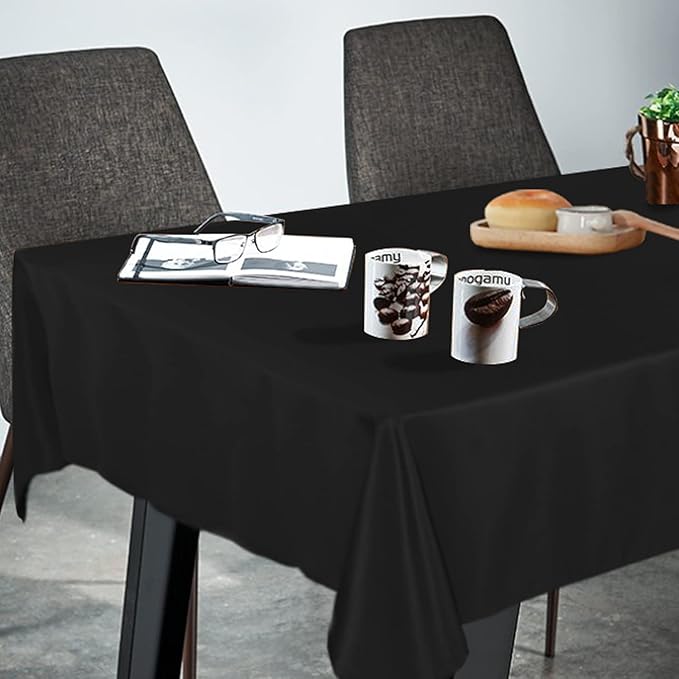 Fitable Rectangle Tablecloth Stain and Wrinkle Resistant Washable Polyester Table Cloth for Buffet Parties and Camping (70x120 inch, Black)