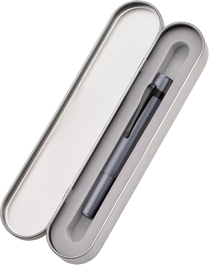 Hongdian M2 Black Forest Mini Fountain Pen, Long Blade Nib & Sleek Shape Aluminium Short Pocket Travel Pen (Space Gray)