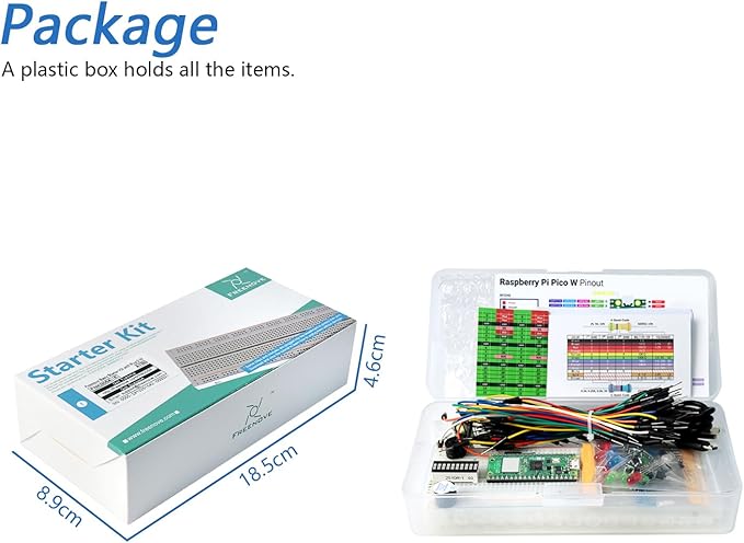 Freenove Basic Starter Kit for Raspberry Pi Pico 2 W (Included), Dual Arm Cortex-M33 and Dual Hazard3 RISC-V Microcontroller, 386-Page Detailed Tutorial, 142 Items, 55 Projects, Python C Code