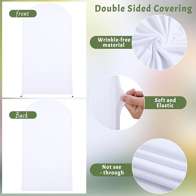 6.6FT White Arch Backdrop Cover - Polyester Fitted Wedding Arch Stand Covers Round Top Chiara Arch Backdrop Cover for Birthday Party Banquet Photo Background Decoration