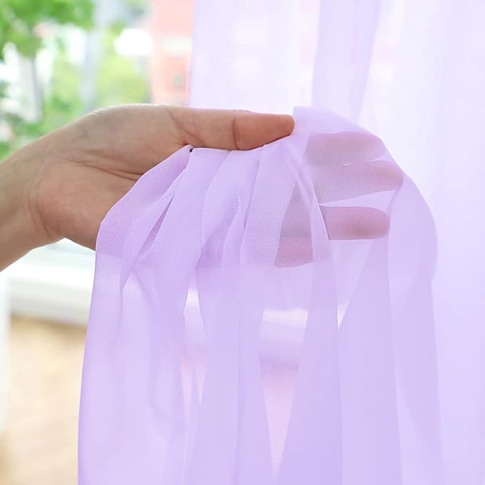Window Purple Sheer Curtains 95 Inches Long 2 Panels Basic Rod Pocket Panel for Bedroom Children Living Room Yard Kitchen