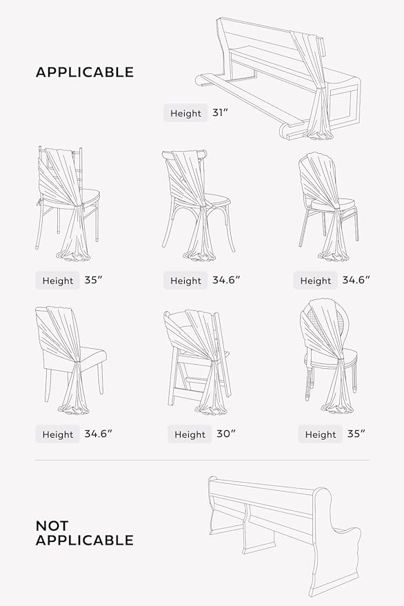 Ling's moment Wedding Chair Sashes Cover Aisle Decorations Draping Fabric Wrinkle-Free with Tie 16pcs Purple Pale Lavender for Party Ceremony Reception Floral Arrangement Banquet Outdoor Decor
