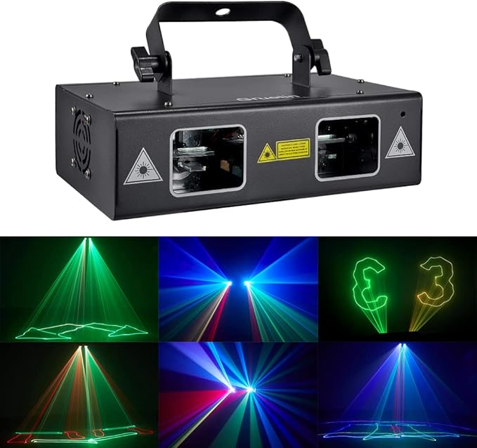 Stage Lights: Rectangular RGB Laser Party Light with Remote