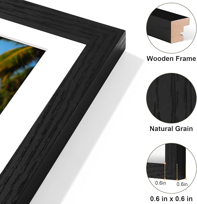 Vittanly 14x20 Collage Picture Frame, Displays 9Pcs 4x6 Pictures with Mat, Picture Frames Collage Wall Decor for Horizontal or Vertical Display, Black, 1 Pack
