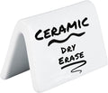 Double Sided Ceramic Dry Erase Table Tent Sign White - 3-1/2"x2" - Reusable Tabletop Setting. Great for Wedding, Birthday, Picnic, Banquet, Buffet, Bakery, Party, Events, Message Board - 12 PK