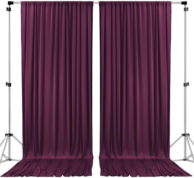AK TRADING CO. 10 feet x 10 feet Eggplant Purple Polyester Backdrop Drapes Curtains Panels with Rod Pockets - Wedding Ceremony Party Home Window Decorations