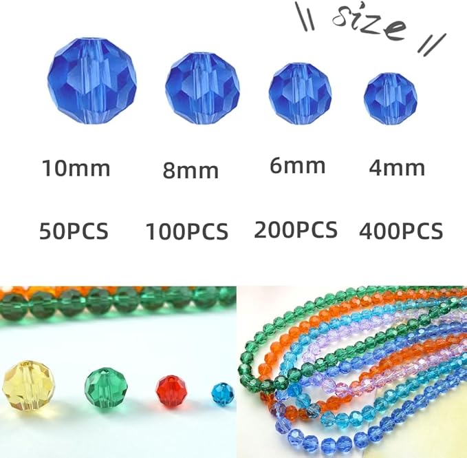 100 PCS 8mm Crystal Glass Beads Round Multiple Faceted Loose Spacer Glass Beads for DIY Handcrafte Bracelet Necklace Earring Jewelry Making(Emerald)
